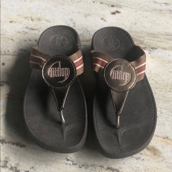 Fitflop Shoes - FITFLOP brown pink and gold flip flops